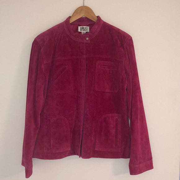 Chico's Jackets & Blazers - NWOT Chico’s Pink Suede SZ 2 same as SZ 12 or L. See measurements in photos.